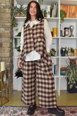 Nora Brushed Cotton Gingham Kick Pant Coffee Bean